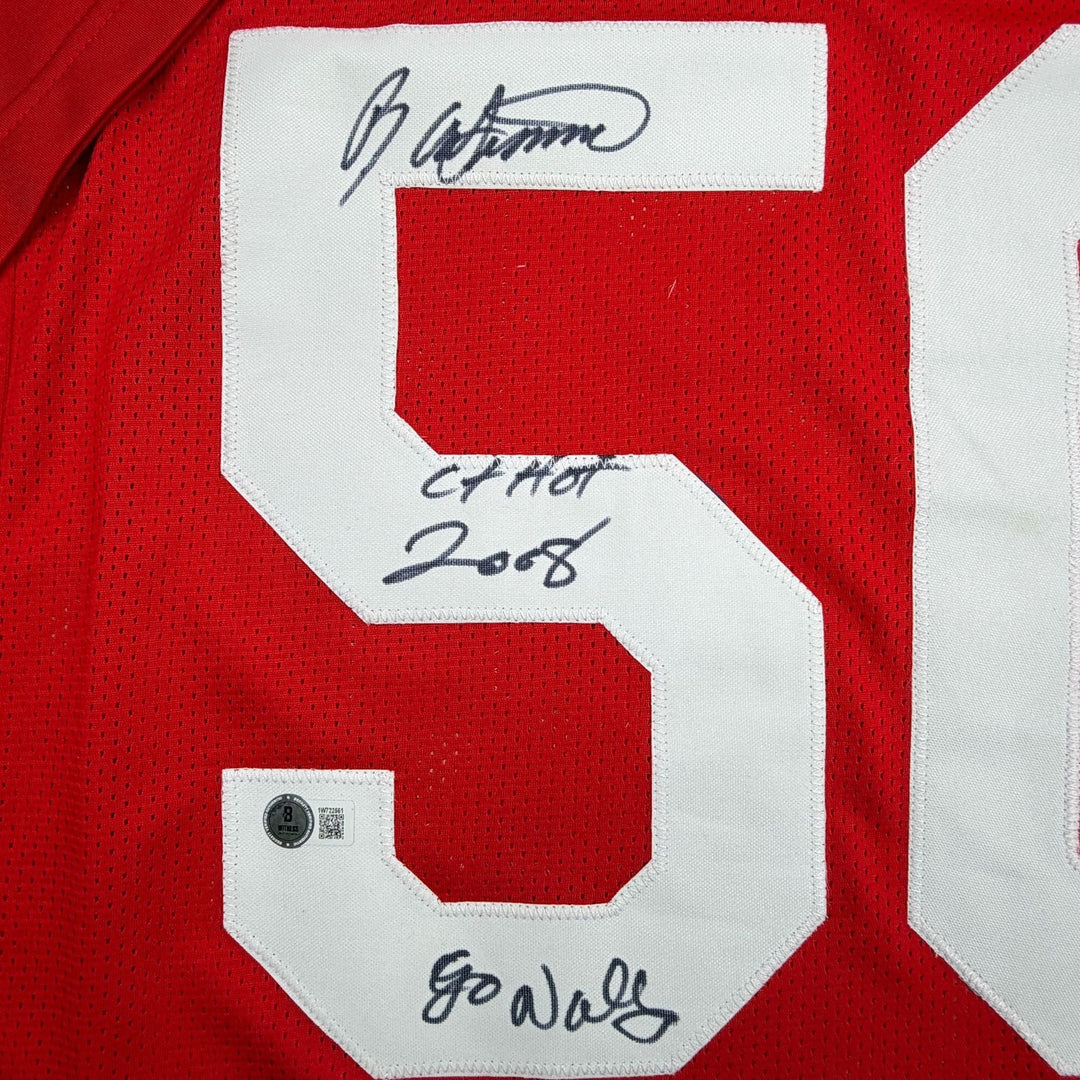 Autographed/Signed Ron Simmons Florida State FSU Red Jersey Beckett BAS COA