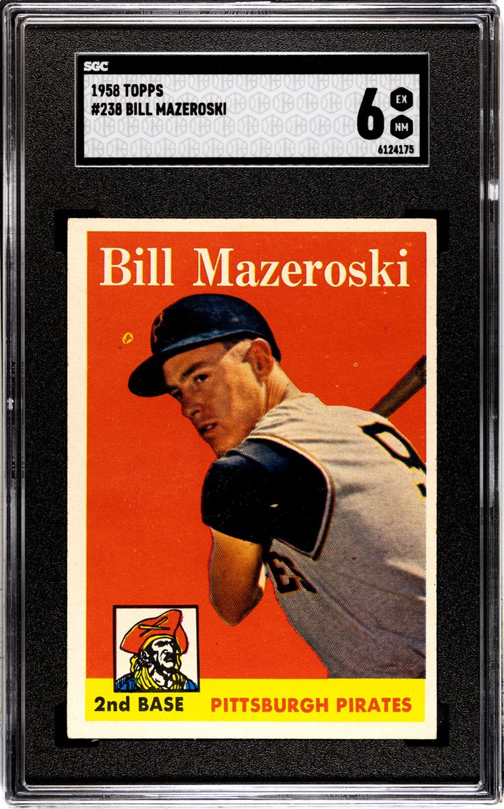 Bill Mazeroski 1958 Topps Baseball Card #238 Pirates - SGC Graded 6 EX-NM