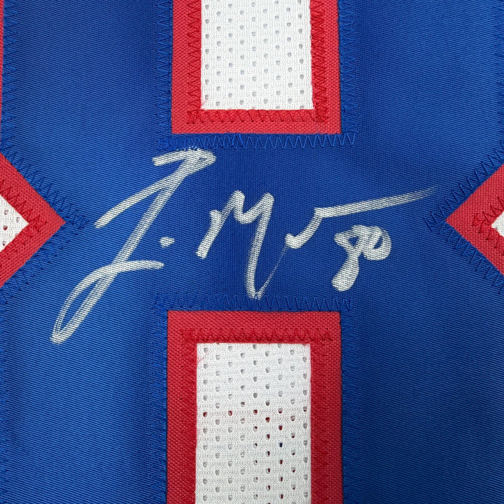 Autographed/Signed Eric Moulds Buffalo White Football Jersey JSA COA