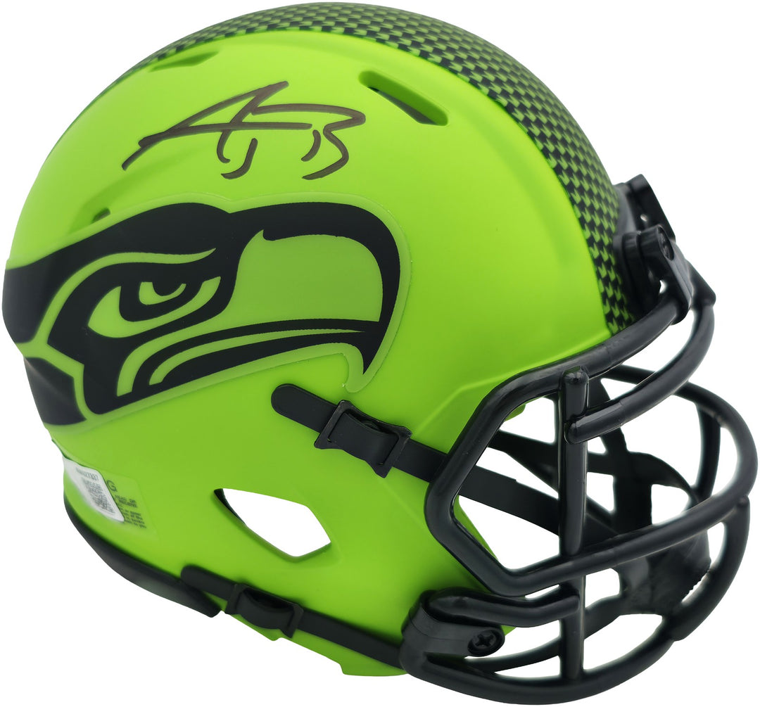 AJ Barner Signed Seattle Seahawks Rave Green Speed Mini Helmet Beckett Witness