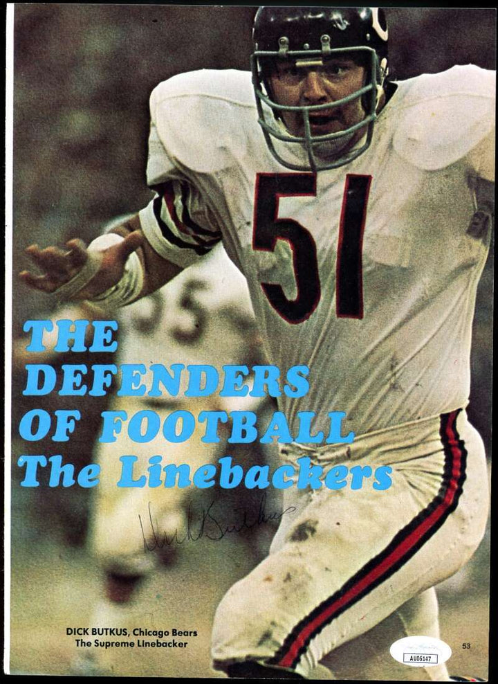 Dick Butkus Nobis Lanier Howley JSA Coa Vintage 8x11 2 Page Photo Signed by 7