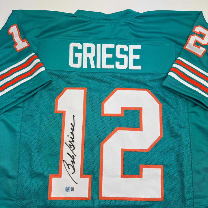 Autographed/Signed BOB GRIESE Miami Teal Football Jersey JSA COA Auto