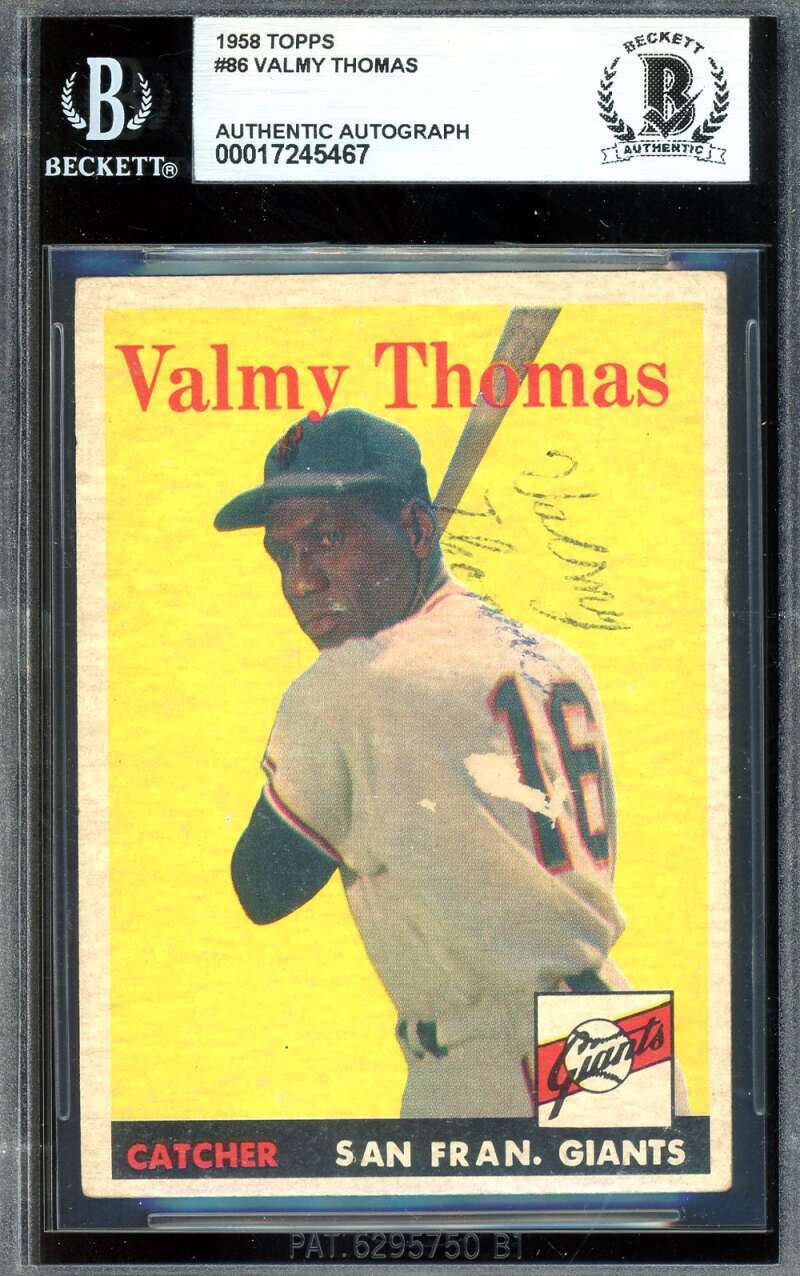 Valmy Thomas Beckett BAS Signed 1958 Topps Key Card Autograph