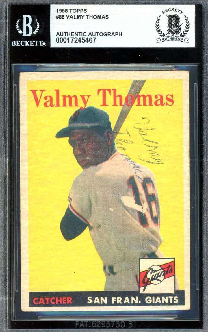 Valmy Thomas Beckett BAS Signed 1958 Topps Key Card Autograph