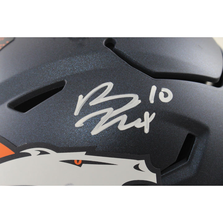 Bo Nix Autographed Denver Broncos Mid-Size Midi Helmet Beckett Witness 55110