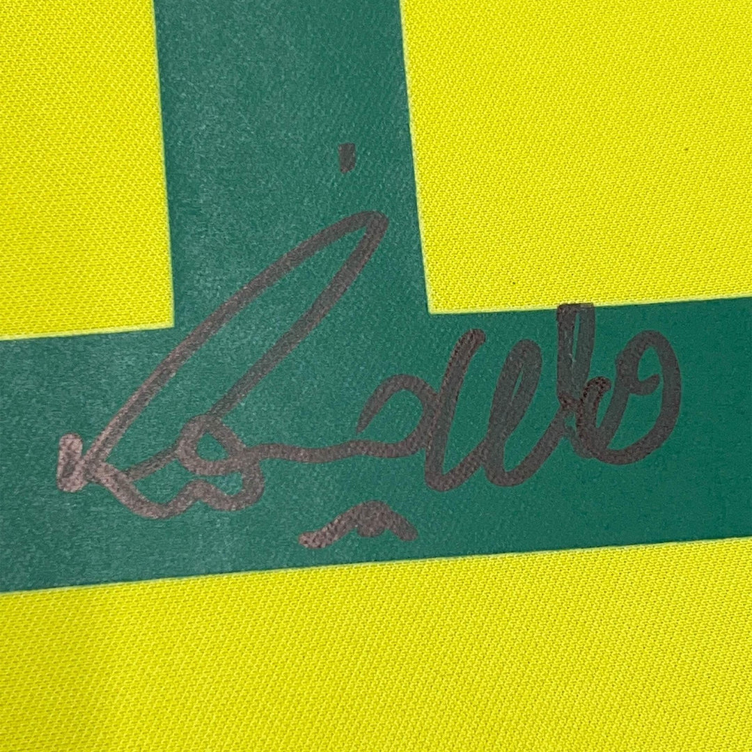 Framed Autographed/Signed Ronaldo Nazario 33x42 Brazil Yellow Jersey BAS COA