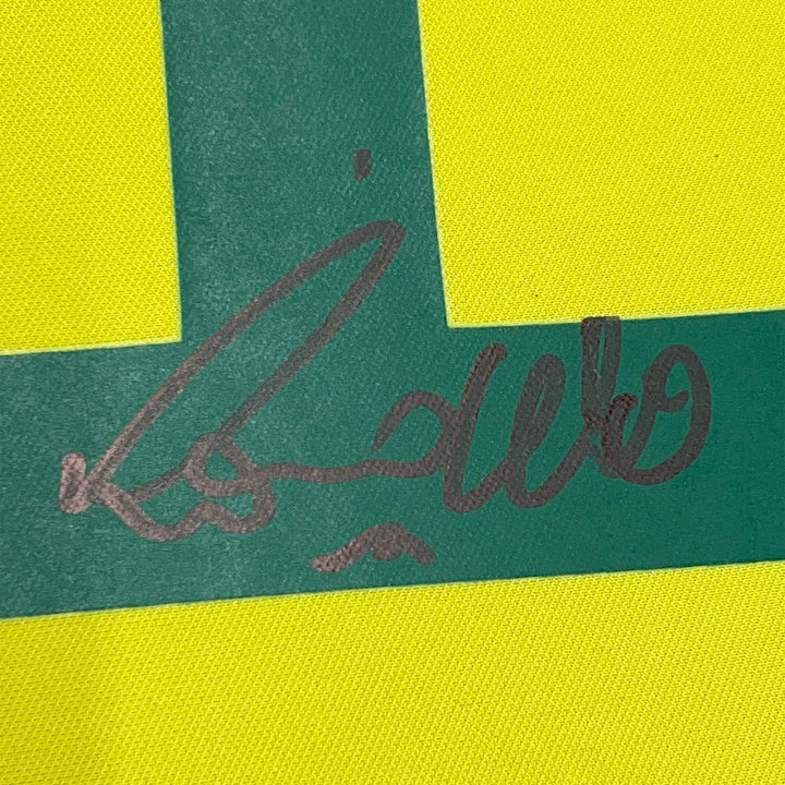 Framed Autographed/Signed Ronaldo Nazario 33x42 Brazil Yellow Jersey BAS COA