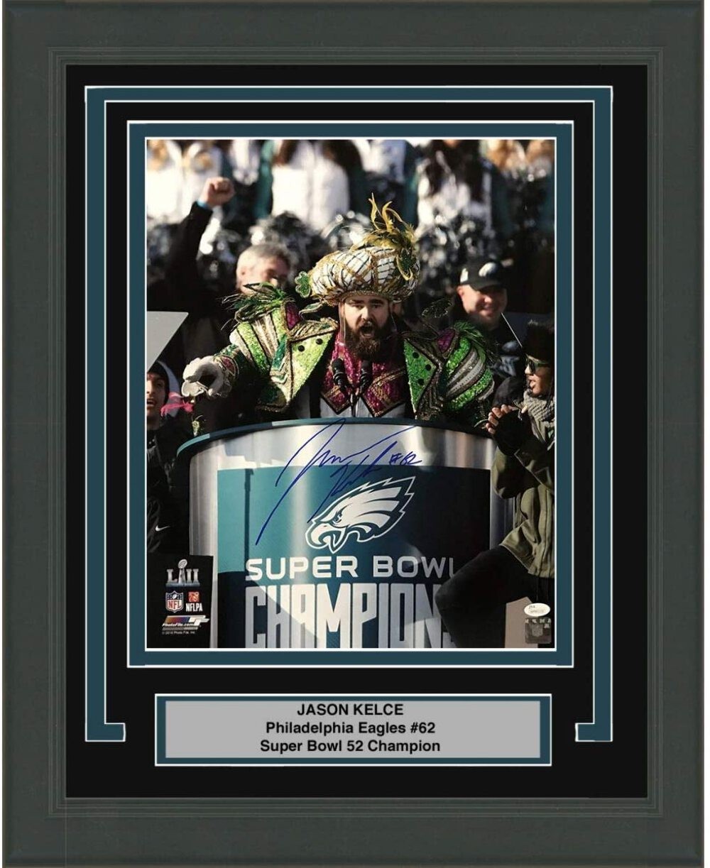 Framed Autographed/Signed Jason Kelce Eagles Parade Speech 16x20 Photo PSA COA