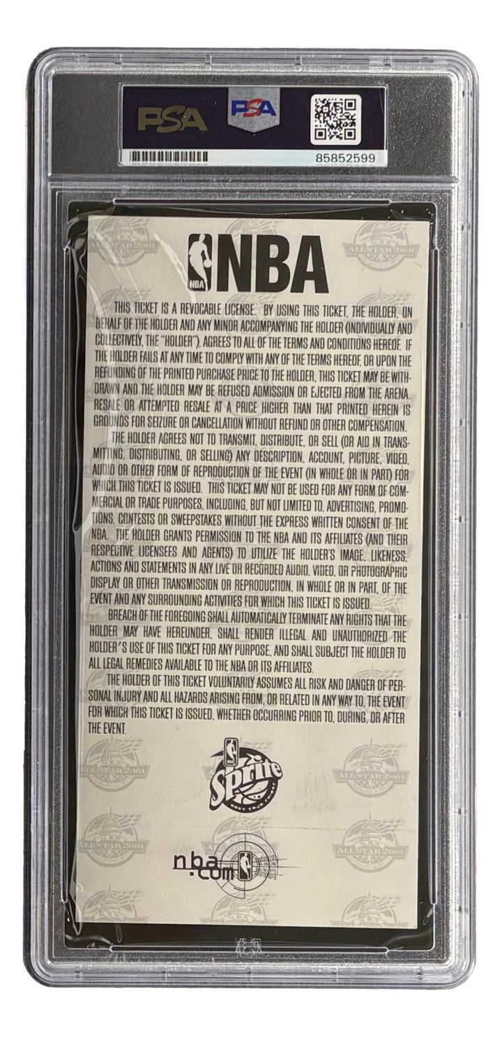 Shaquille O'Neal Lakers Signed 2001 NBA All-Star Game Ticket PSA/DNA