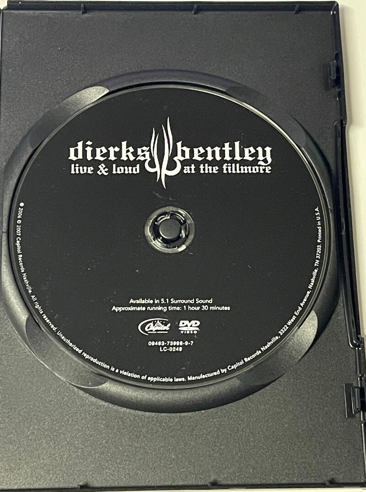 Dierks Bentley signed 2007 Live & Loud At The Fillmore Booklet/DVD/ Case- JSA