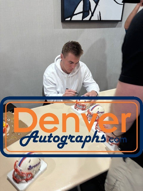 Bo Nix Autographed/Signed Denver Broncos Retro Mini Helmet Beckett Witness 56420