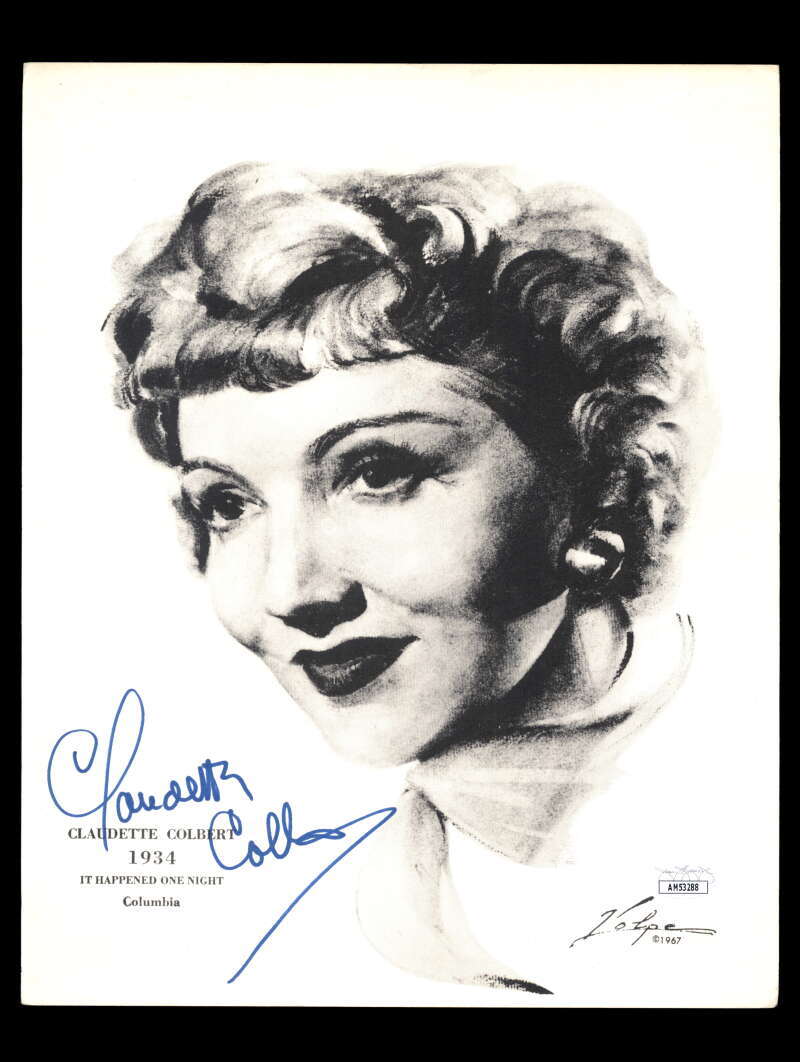 Claudette Colbert JSA Coa Signed 8x10 Volpe Litho Photo Autograph