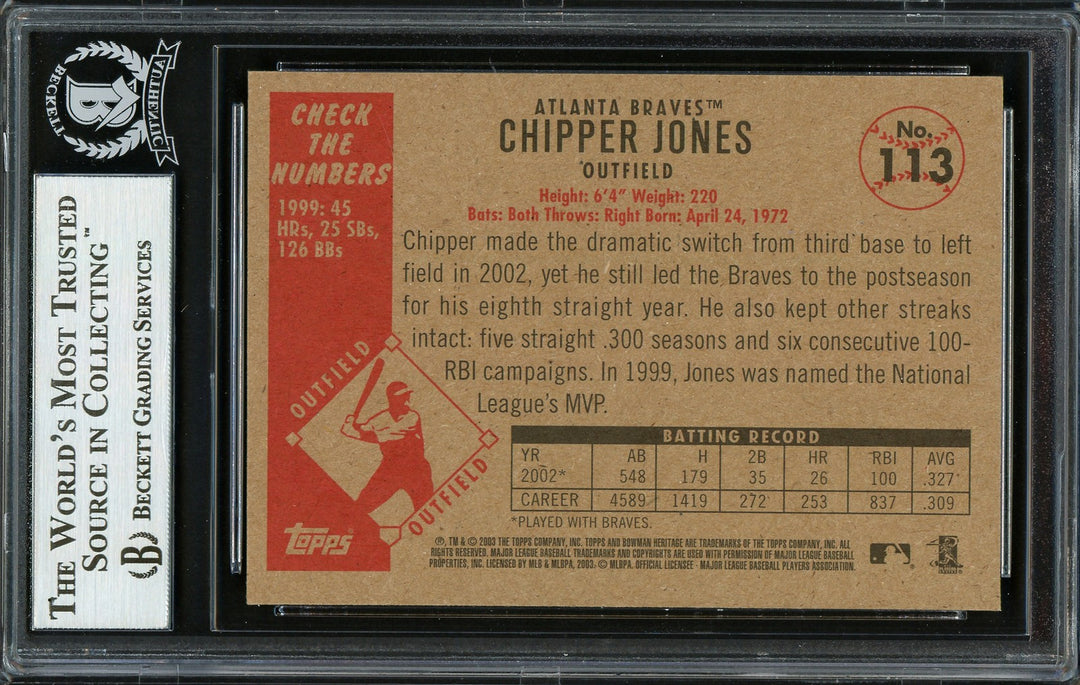 Chipper Jones Signed 2003 Bowman Heritage Card 113 Braves Beckett #12750515