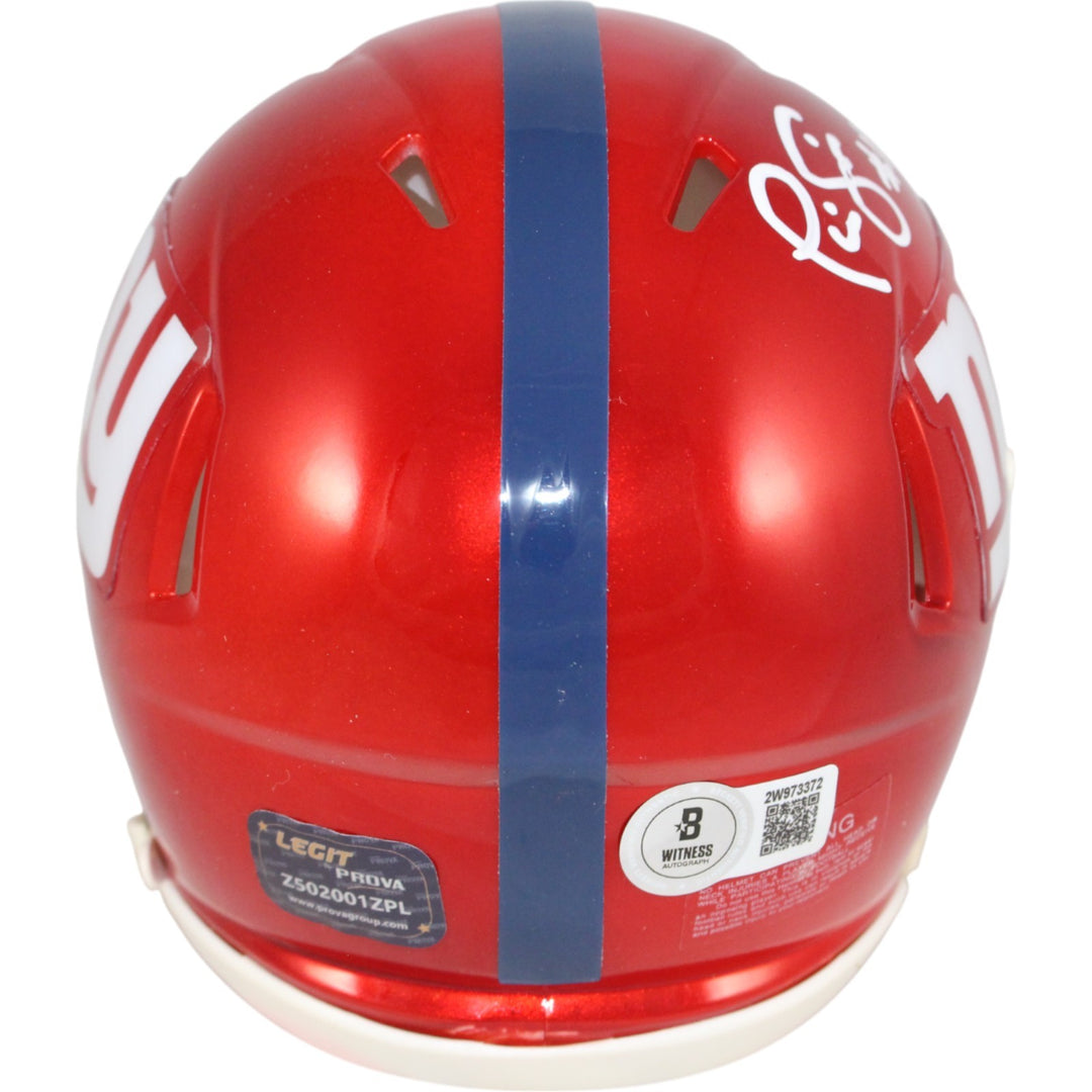 Phil Simms Autographed New York Giants Flash Mini Helmet Beckett Witness 50811