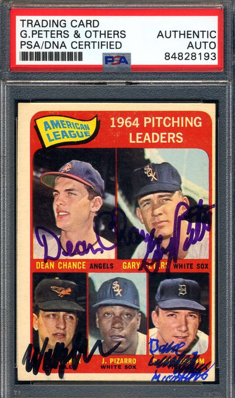 Peters Chance Wickersham Barber PSA DNA Signed 1965 Topps 1964 Leaders Autograph