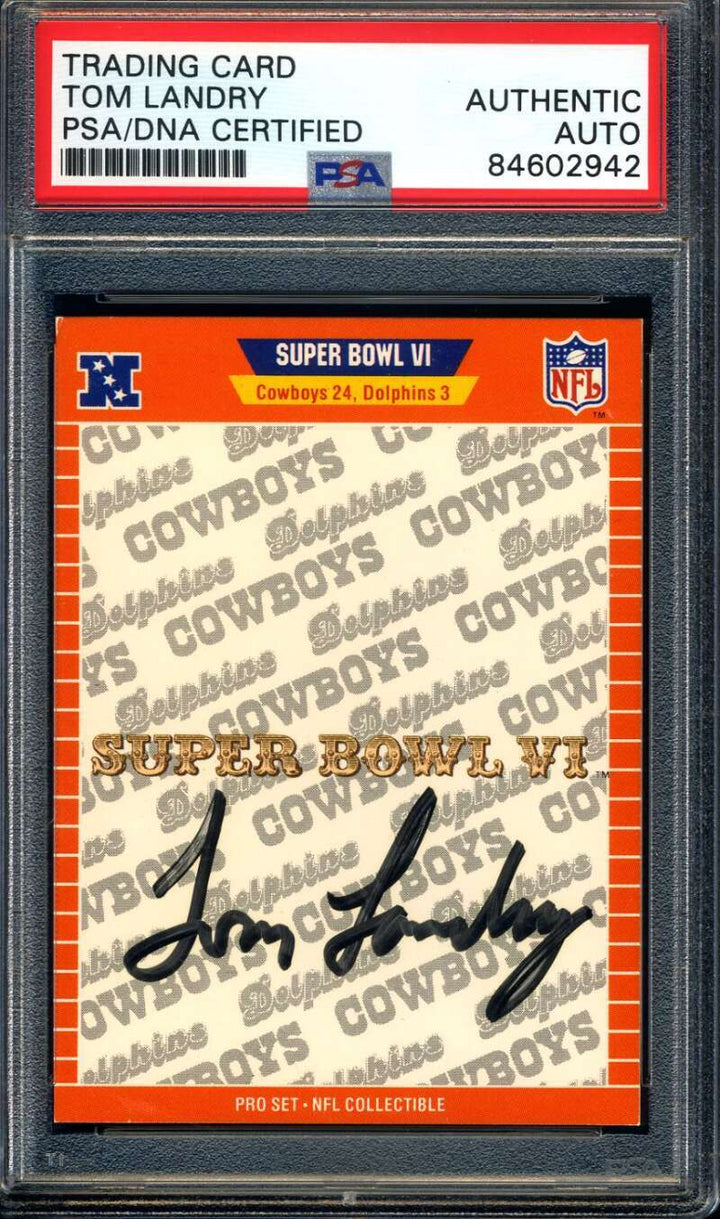 Tom Landry PSA DNA Coa Signed 1989 Pro Set Autograph