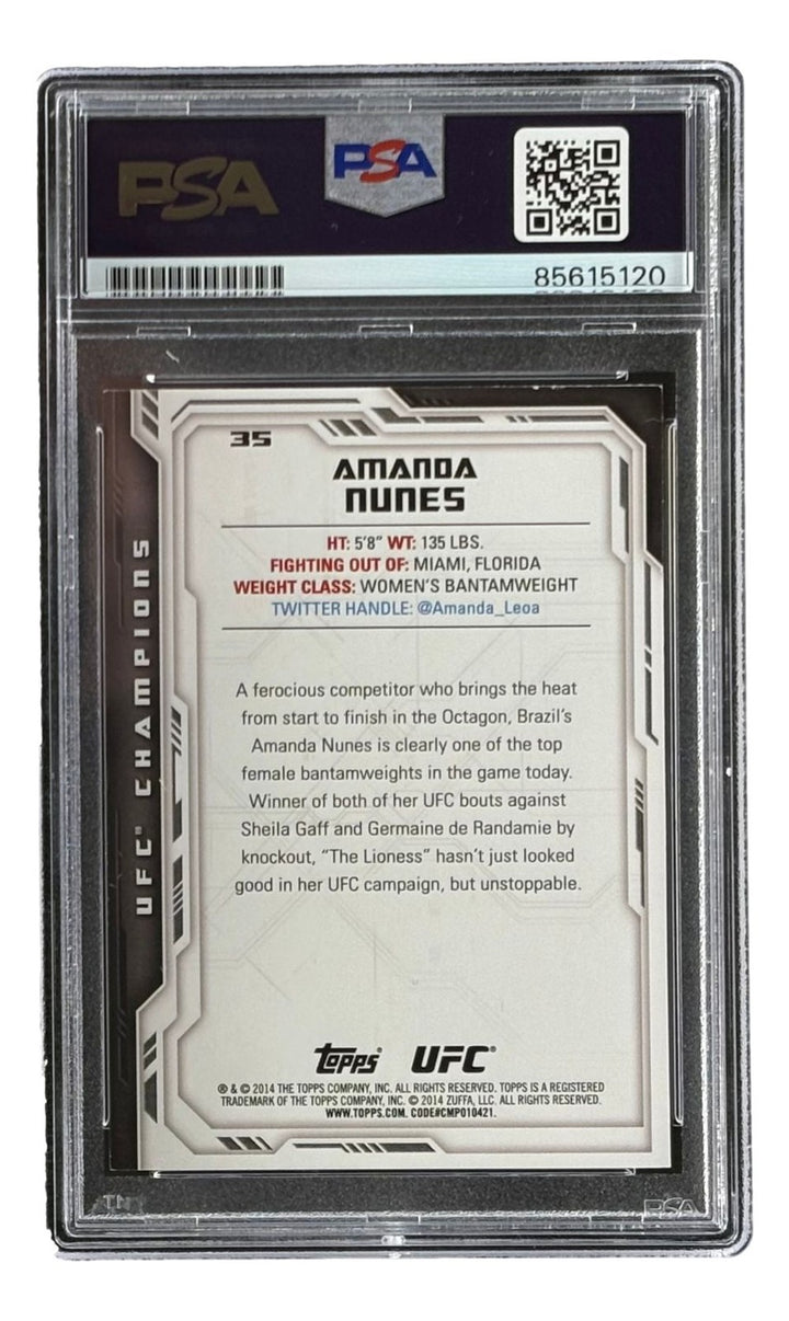 Amanda Nunes Signed 2014 Topps #35 UFC Trading Card PSA