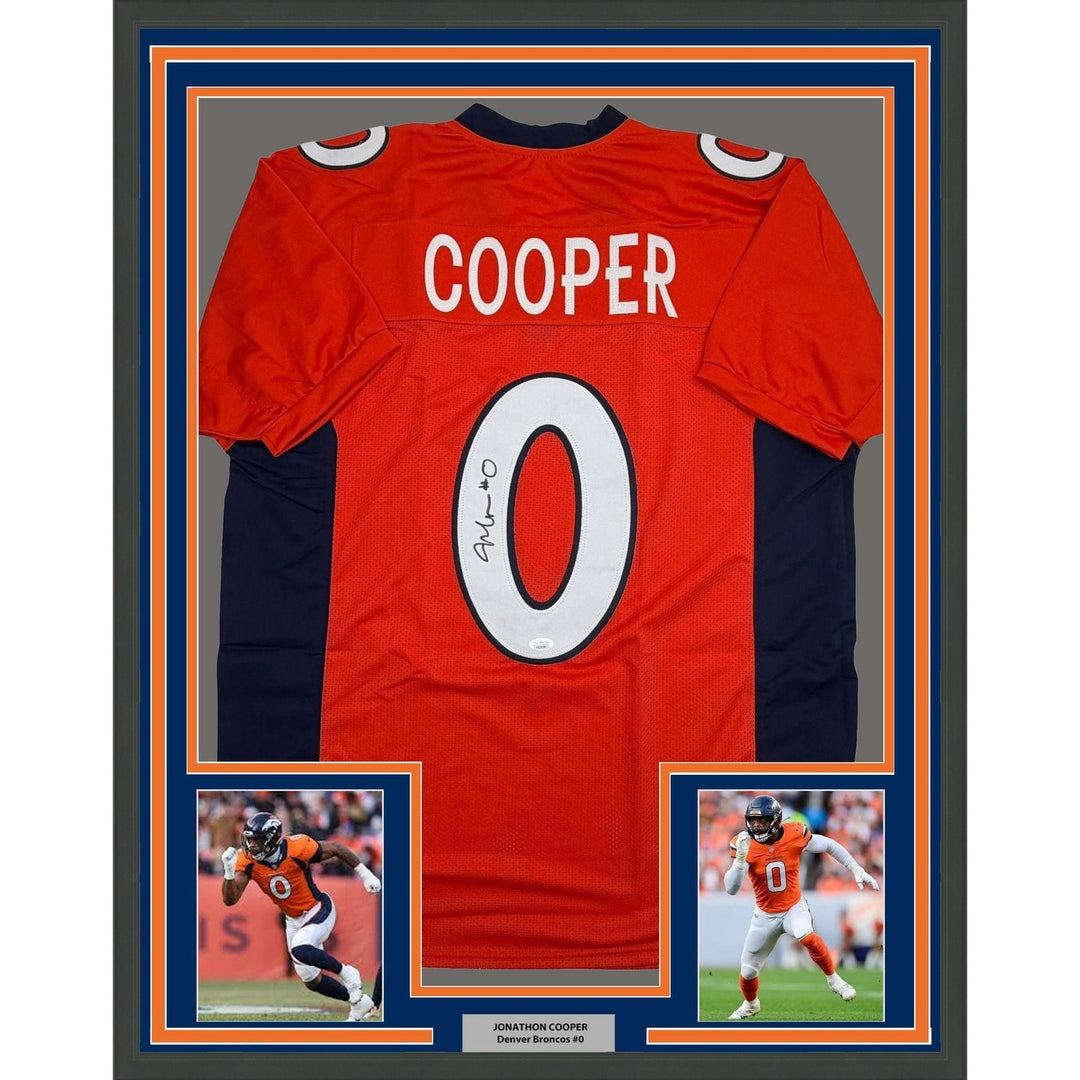 Framed Autographed/Signed Jonathon Cooper 35x39 Denver Jersey JSA COA