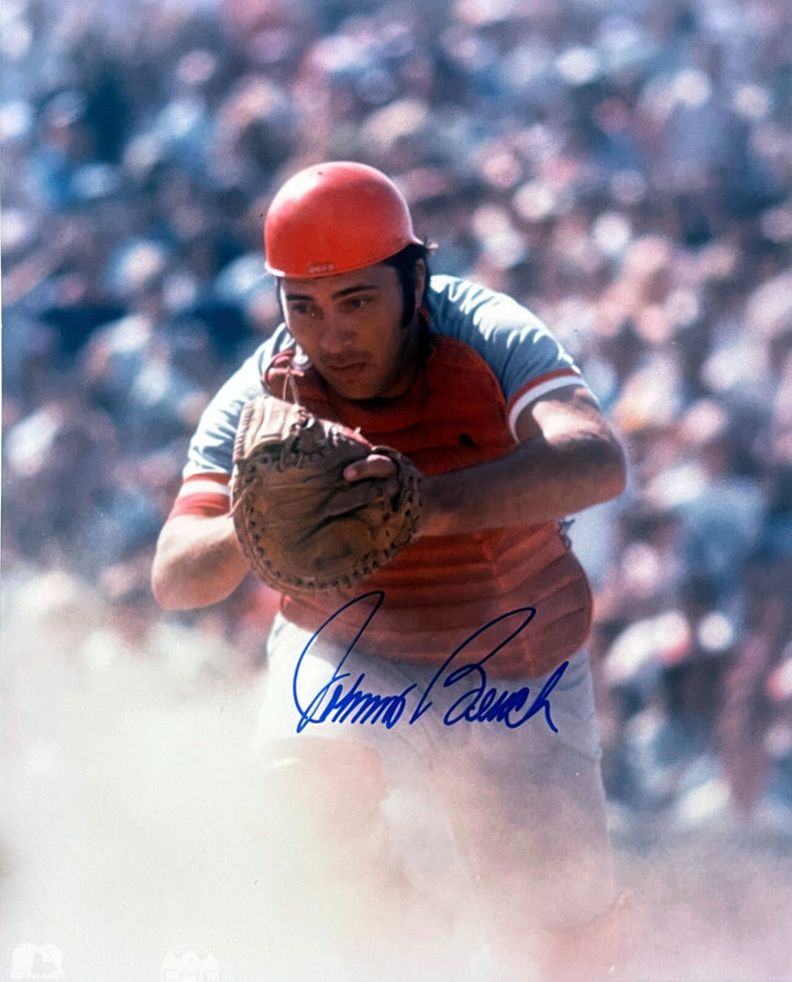 Johnny Bench signed Cincinnati Reds MLB 8x10 Photo - Tuff Stuff COA (HOF/2X MVP)