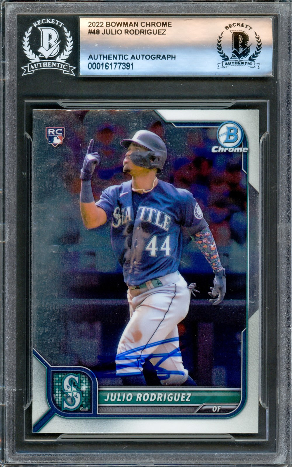 Julio Rodriguez Signed 2022 Bowman Chrome RC #48 Seattle Mariners Beckett