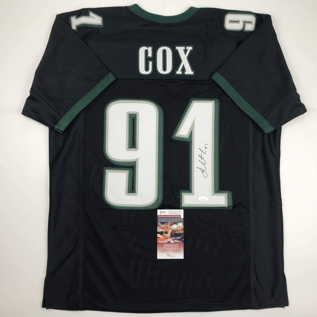 Autographed/Signed Fletcher Cox Philadelphia Black Football Jersey JSA COA