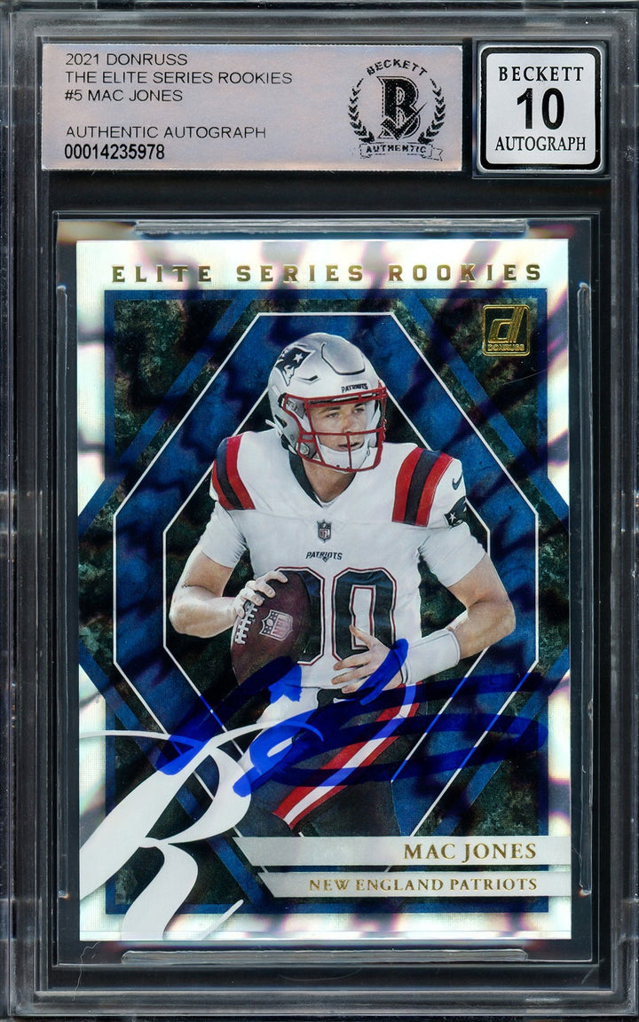 Mac Jones Auto 2021 Panini Donruss Elite Series RC ESR-MJO Sig 10 Beckett