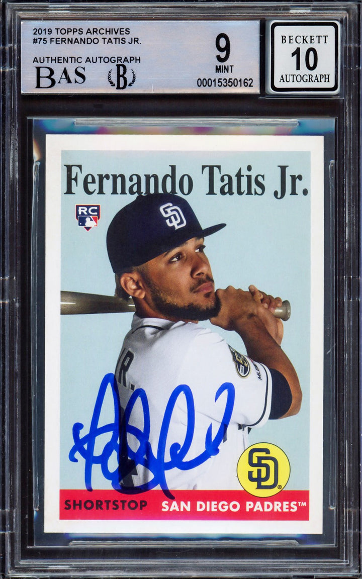 Fernando Tatis Jr. Auto 2019 Topps Archives RC 75 Padres BGS 9 Auto 10 Beckett