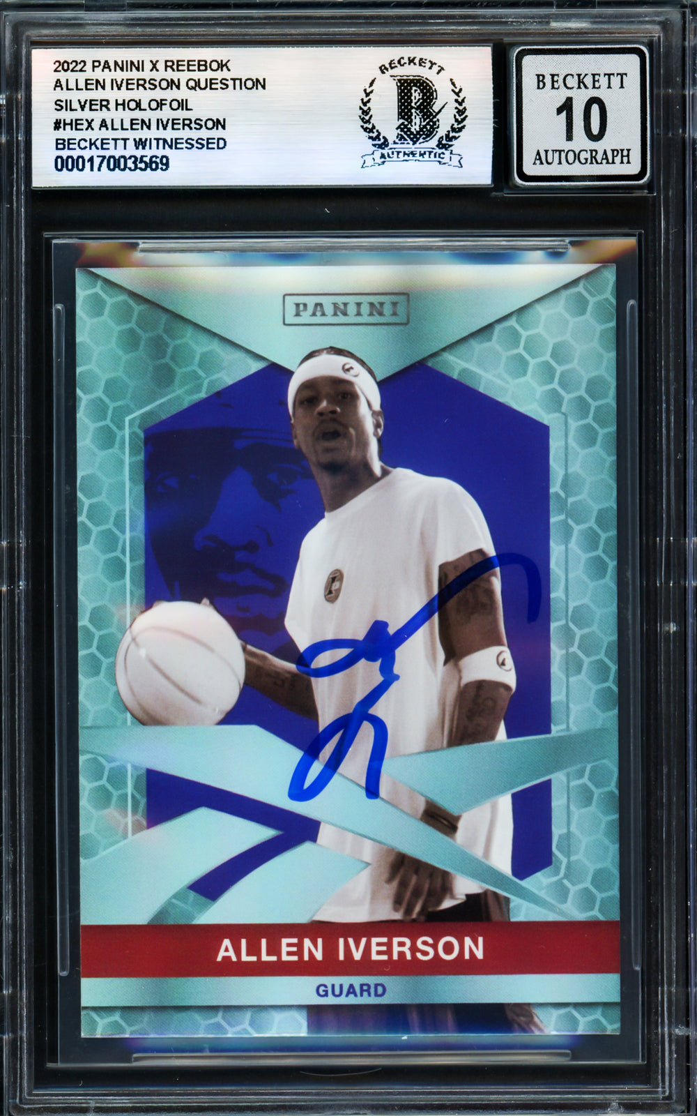 Allen Iverson Auto 2022 Panini X Reebok Silver Holofoil HEX Card 76ers Sig 10