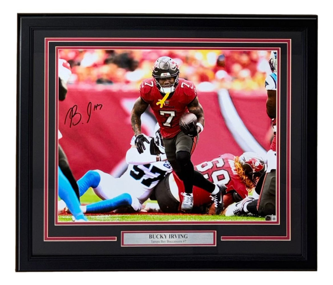 Bucky Irving Signed Framed 16x20 Tampa Bay Buccaneers Photo BAS