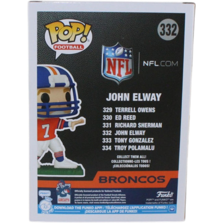 John Elway Autographed Denver Broncos Funko Pop! #332 Beckett Witness 55219