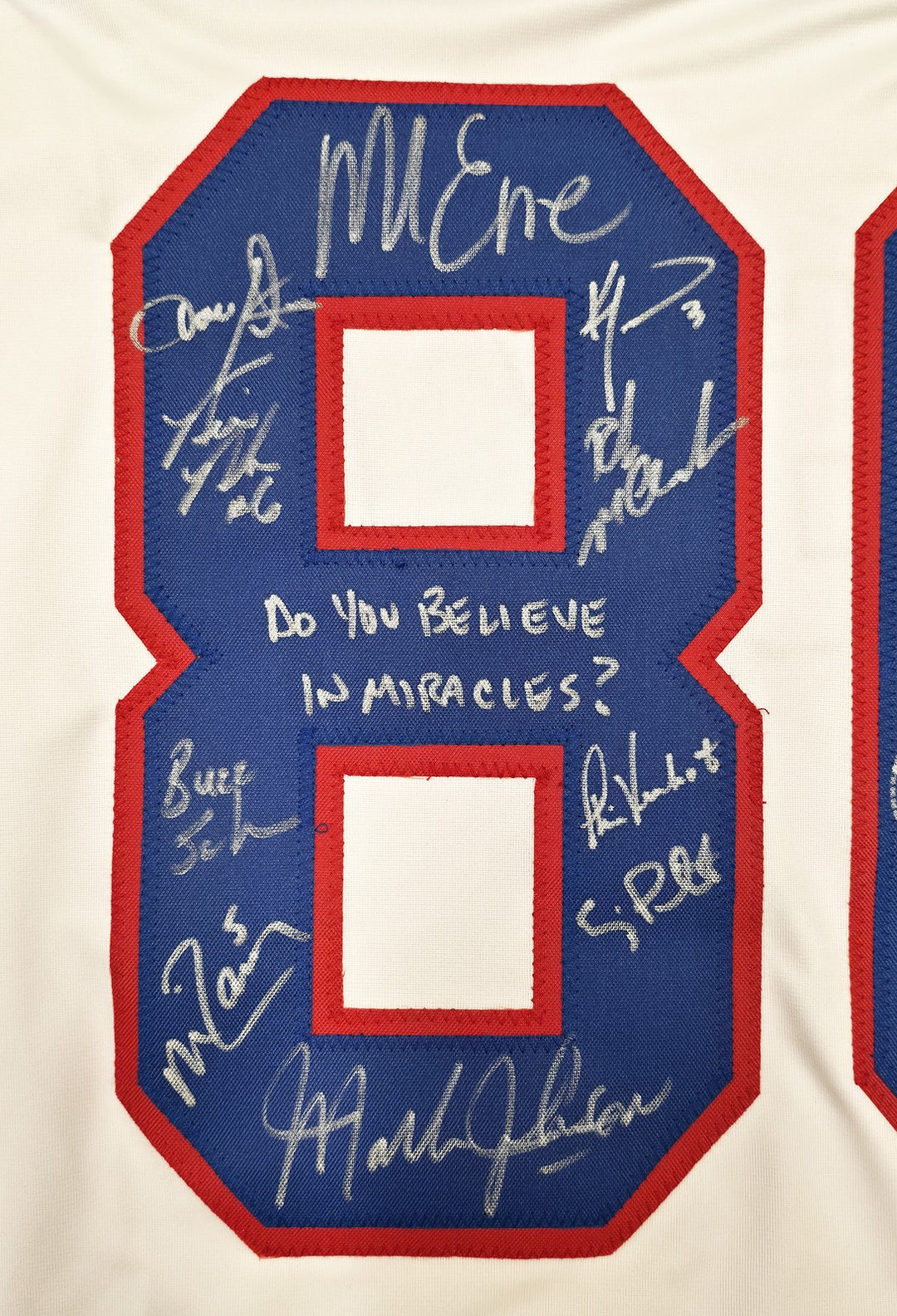 1980 Team USA Miracle on Ice Auto White Jersey Miracles? 18 Sig Eruzione Beckett