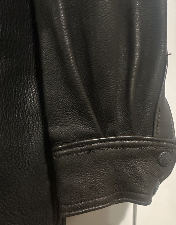 Vintage Branded Garments Black Leather Jacket Button Usa New W/out Tag Sz M 44