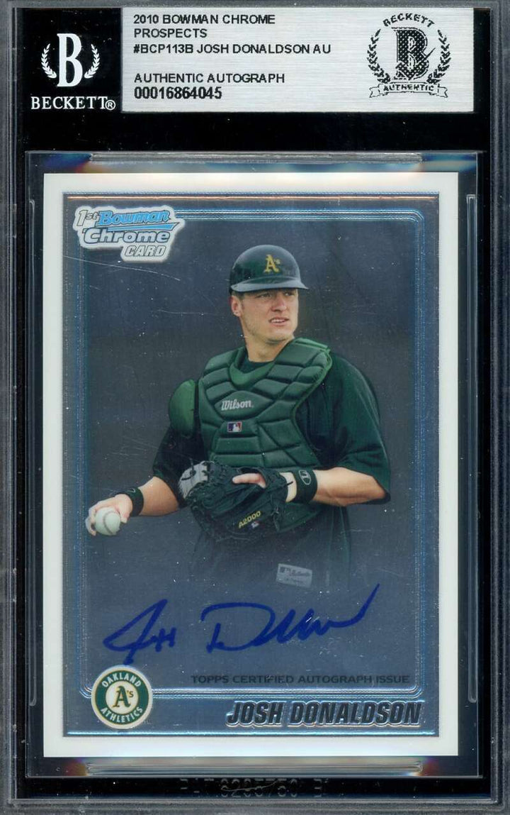 Josh Donaldson Beckett BAS Signed 2010 Bowman Chrome Rookie Autograph