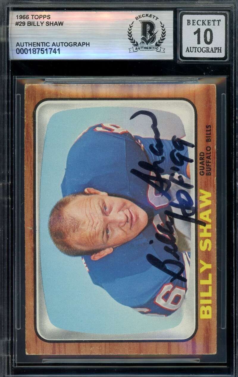 Billy Shaw Gem Mint 10 Beckett BAS Signed 1966 Topps Autograph