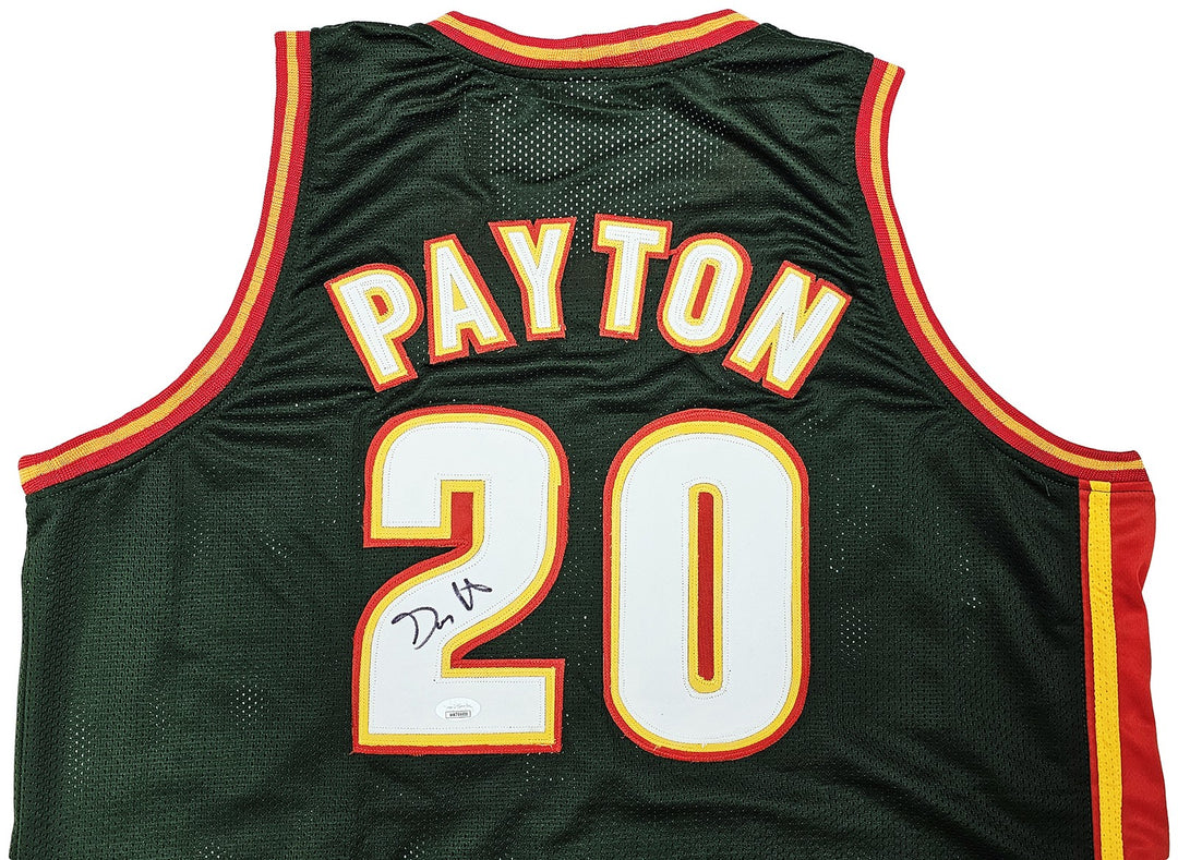 Seattle Supersonics Gary Payton Autographed Signed Dark Green Jersey JSA