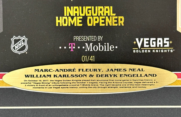 Marc-Andre Fleury Neal Karlsson Engelland Signed 1st Poster 2017 Vegas Knights