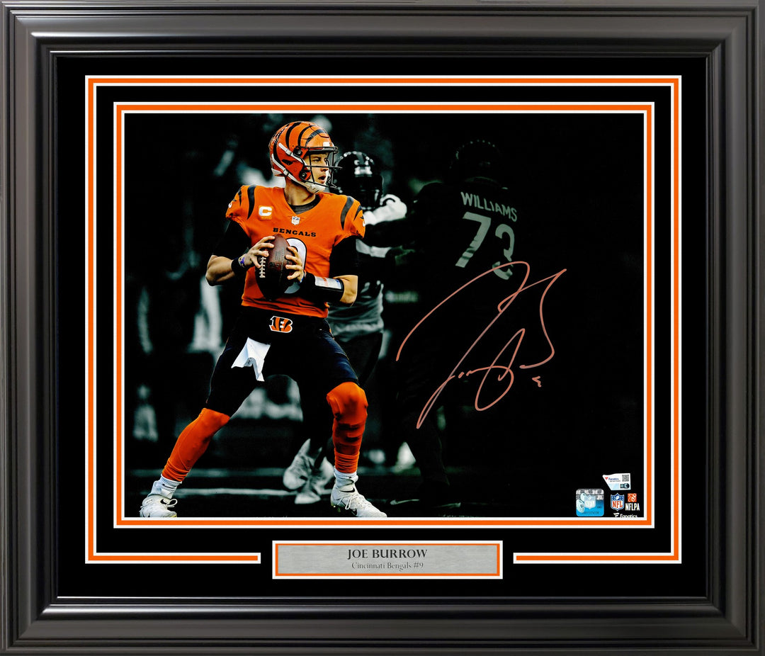 Joe Burrow Signed Framed 16x20 Photo Cincinnati Bengals Spotlight Fanatics Holo