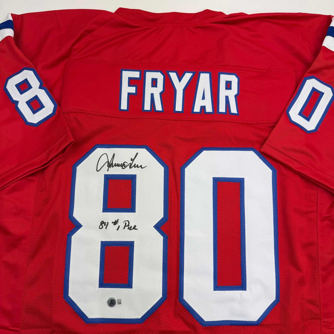 Autographed/Signed IRVING FRYAR New England Red Jersey JSA COA Auto