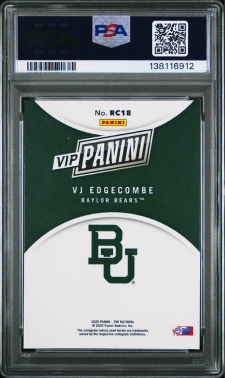 Graded 2025 Panini NSCC VIP Gold VJ Edgecombe #RC18 Rookie RC Card PSA 10 Mint