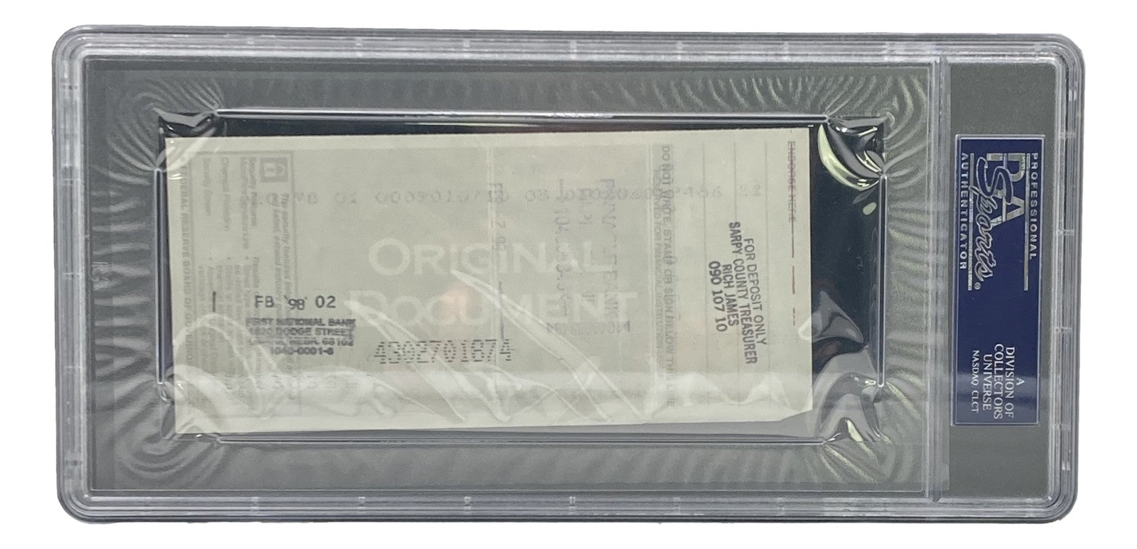 Bob Gibson St. Louis Cardinals Signed Slabbed Bank Check #2426 PSA/DNA ...