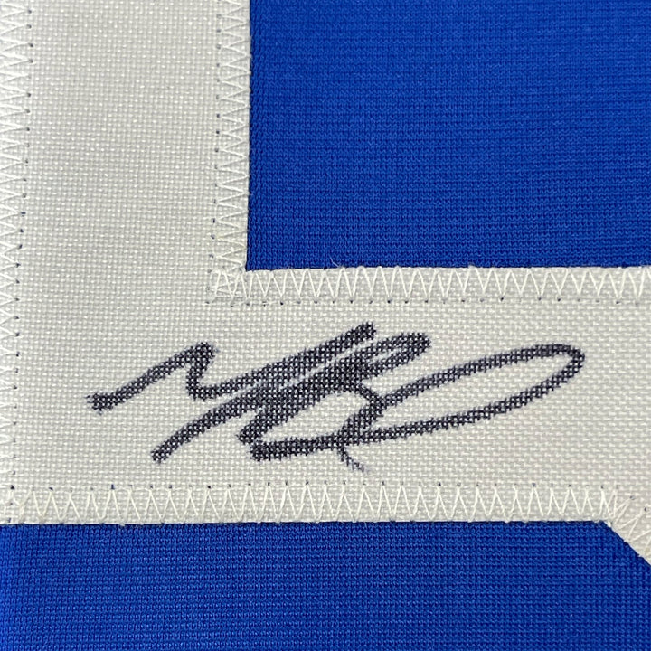 Framed Signed Mookie Betts 35x39 Los Angeles LA Blue Jersey JSA COA