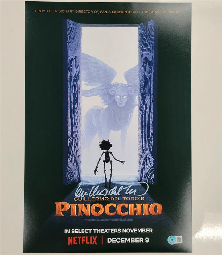 Guillermo del Toro signed Pinocchio 12x18 photo poster autograph (E) Beckett BAS
