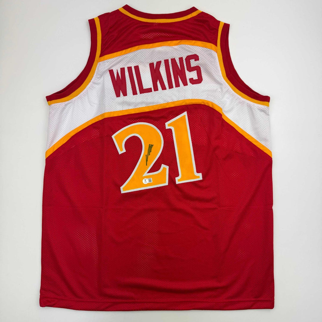 Autographed/Signed DOMINIQUE WILKINS Atlanta Red Basketball Jersey PSA/DNA COA