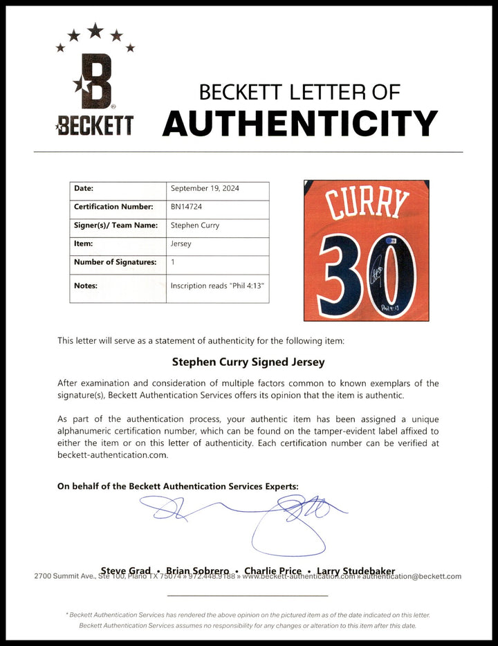 Warriors Stephen Curry Auto Orange Mitchell Ness Rookie Jersey 44 "Bible Verse"
