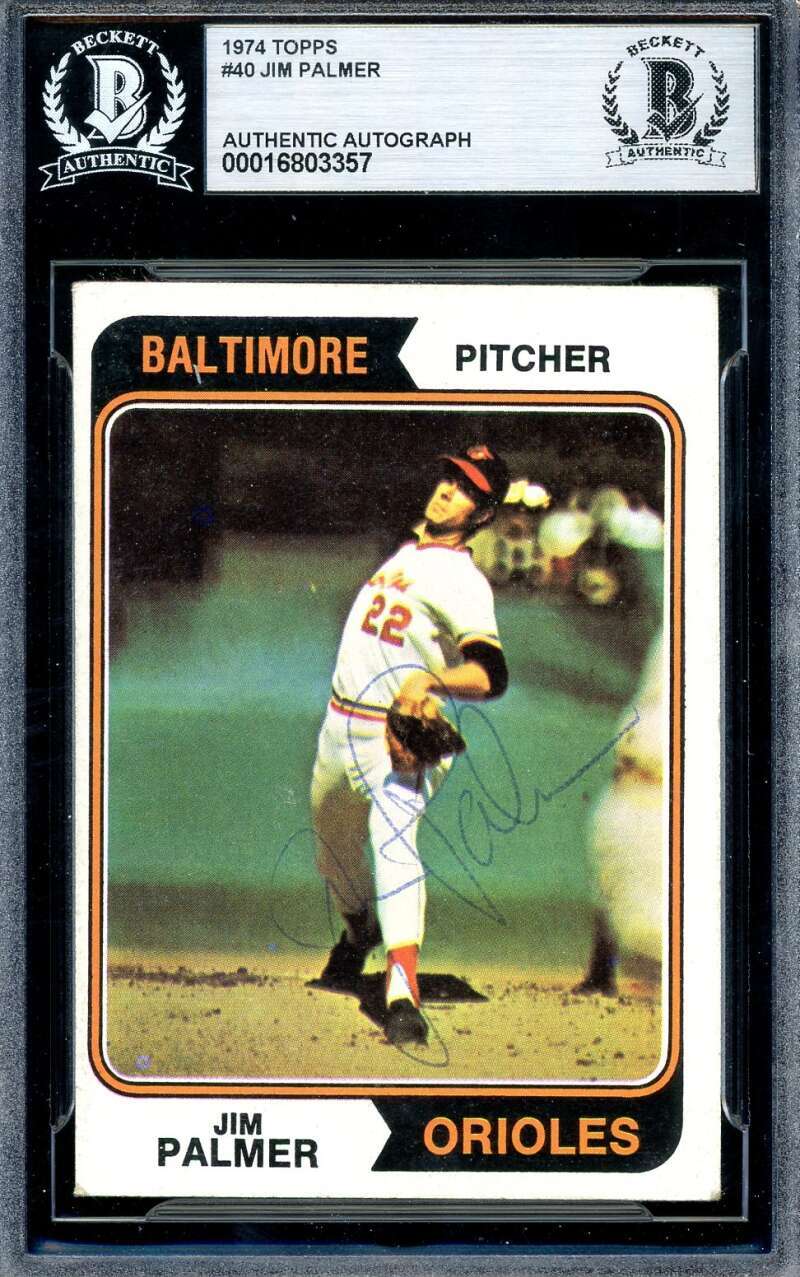 Jim Palmer Beckett BAS Signed 1974 Topps Autograph