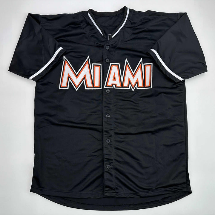 Facsimile Autographed Jose Fernandez Miami Black Reprint Jersey Size Men's XL