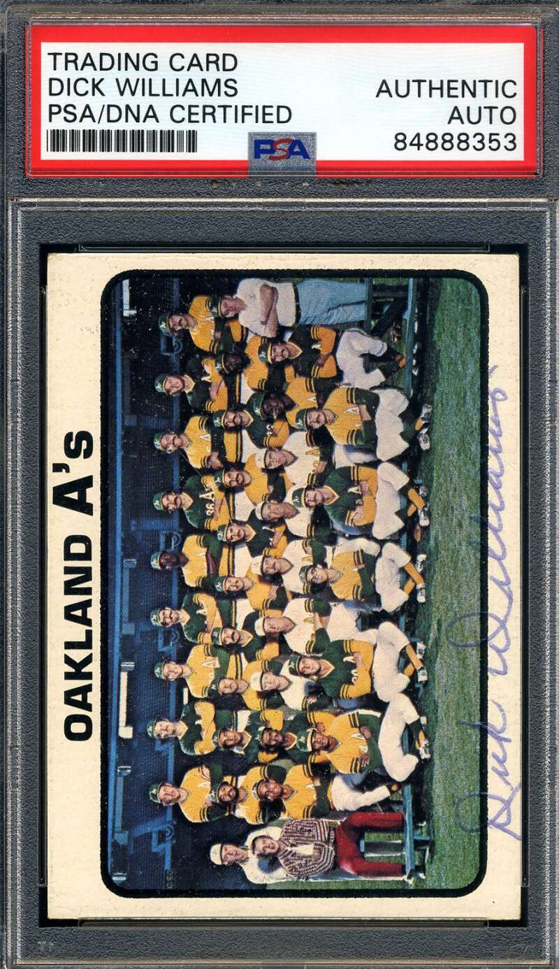 Dick WIlliams PSA DNA Signed 1973 Topps Team Autograph