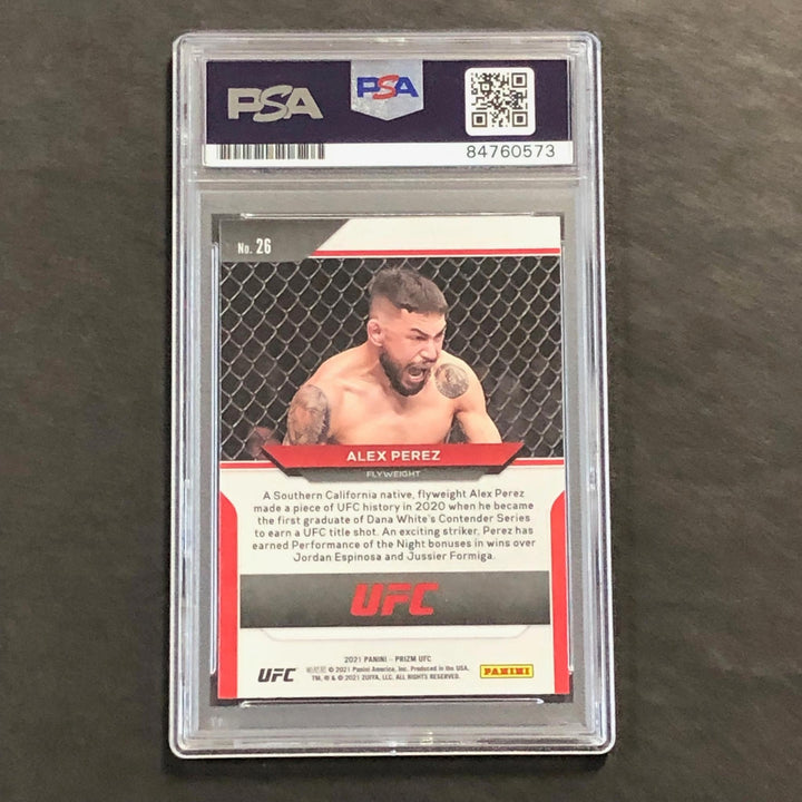 2021 Panini Prizm #26 Alex Perez Signed Card AUTO 10 PSA Slabbed UFC