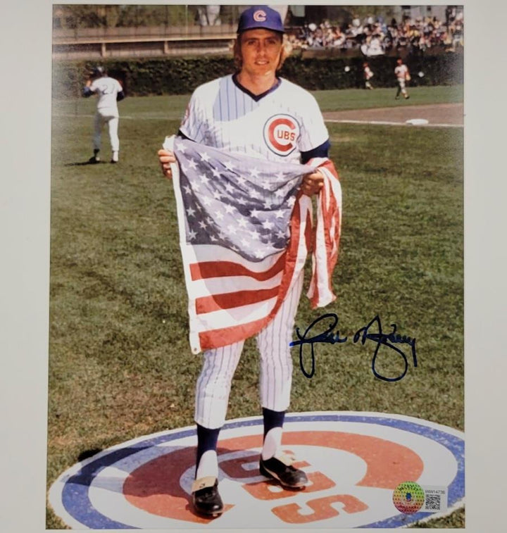 Rick Monday autograph signed 8x10 Photo Cubs American Flag ~ Beckett BAS WIT