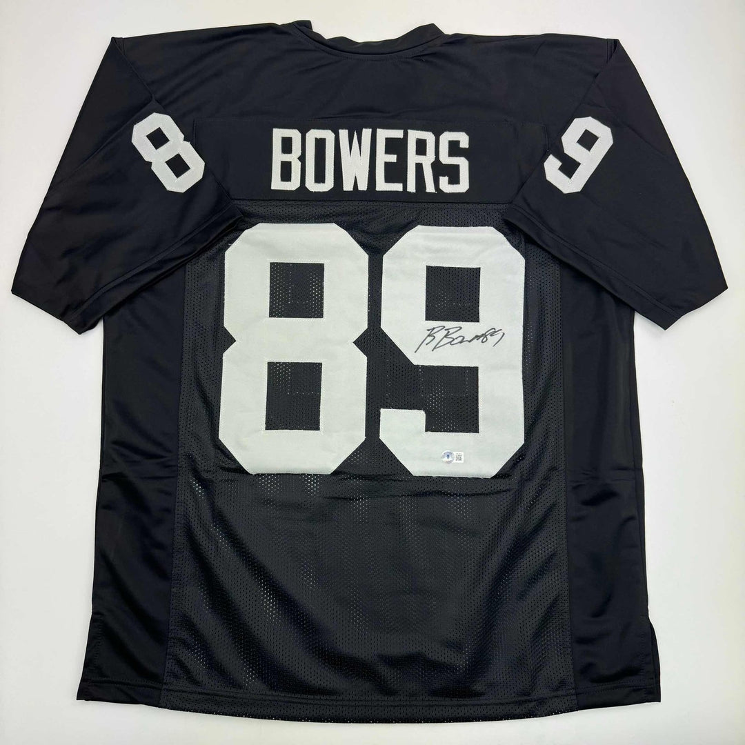 Autographed/Signed Brock Bowers Las Vegas Oakland Black Jersey BAS COA